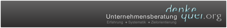 Banner der Webseite denkequer.org - Unternehmensberatung mit Erfahrung, Systematik und Zielorientierung